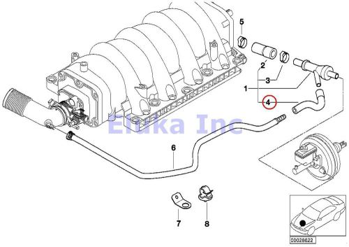 Bmw genuine vacuum hose - vacuum pipe to brake booster vacuum valve e38 e39 e52