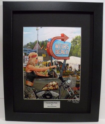 Motorcycle art laconia harley weirs beach ltd ed framed print #5 by guillemette