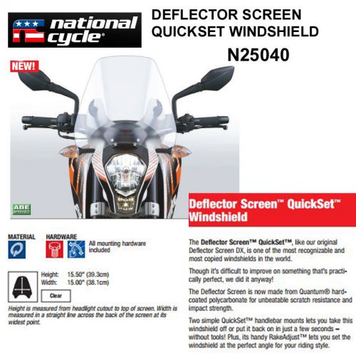 Suzuki st250/tu250 vx 97-14 national cycle deflector quickset windshield n25040