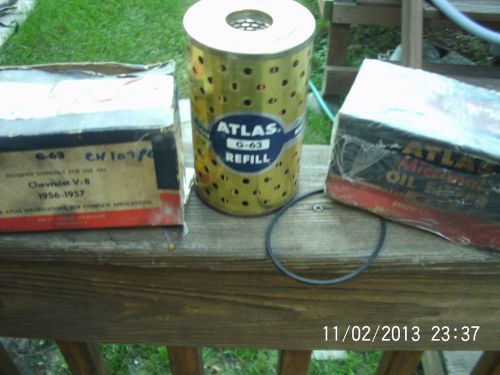 Lot 2 oil filter cartridges atlas g-63 56-57 chevy 265 283 v8 eng. fram ch107pl