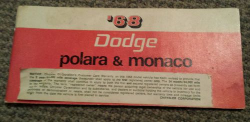 Vintage 1968 dodge polara &amp; monaco owners manual