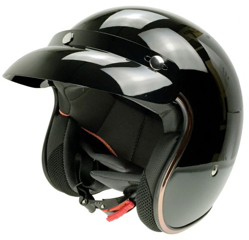 Motorcycle helmet harley retro dot vintage motobike open face glossy black
