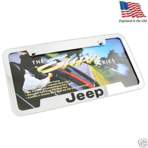 Jeep notched chrome brass  license plate frame - new!