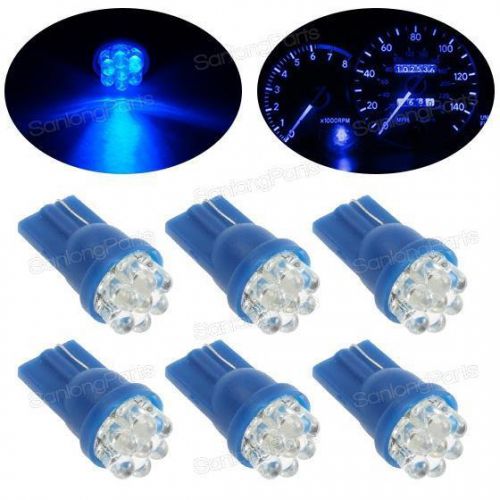 6pcs t10 w5w 194 168 921 led car instrument dash light side wedge bulbs blue