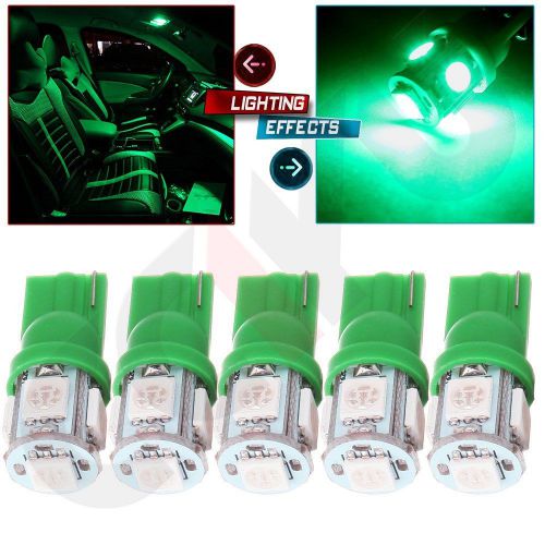 5x green t10 5050 led glove light lamp 194 168 159 for car replacement bulb