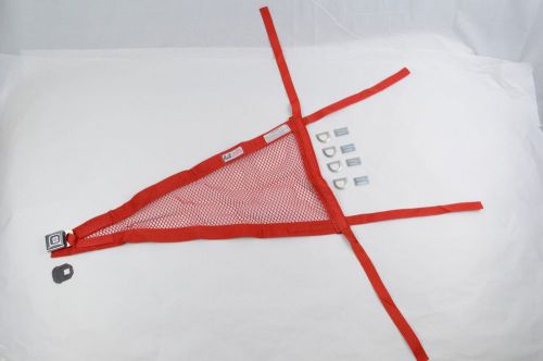 Rjs racing equipment non-sfi 4pt usac triangle roll cage net red mesh sprint car