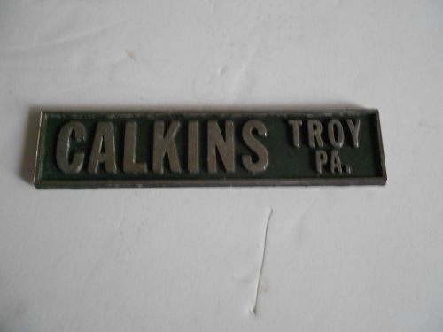 Vintage calkins troy pa car dealer dealership metal emblem
