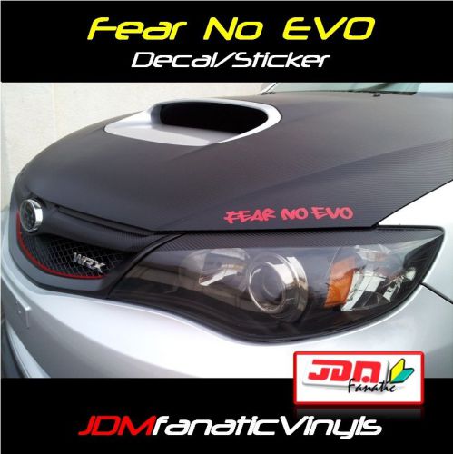 Fear no evo subaru impreza jdm wrx sti sticker decal badge vinyl film 1.5&#034;x8&#034;
