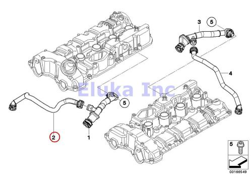 Bmw genuine right crankcase vent hose - vent hose to intake - cylinders 1-4 e70n
