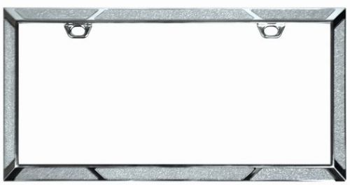 Silver chrome abs bling crystals license plate frame for car-truck front or rear