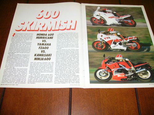 1987 kawasaki ninja zx600 vs. honda 600 hurricane vs. yamaha fz600 orig. article