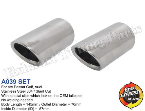 Exhaust tips tailpipe trims set direct fit 57mm for vw golf 7 scirocco audi seat
