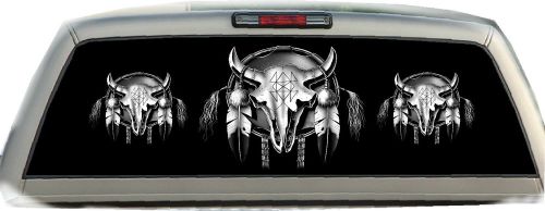 Bull skull #01 rear window vehicle graphic tint truck stickers decals
