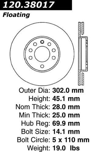 Centric 120.38017 front brake rotor/disc-premium rotor