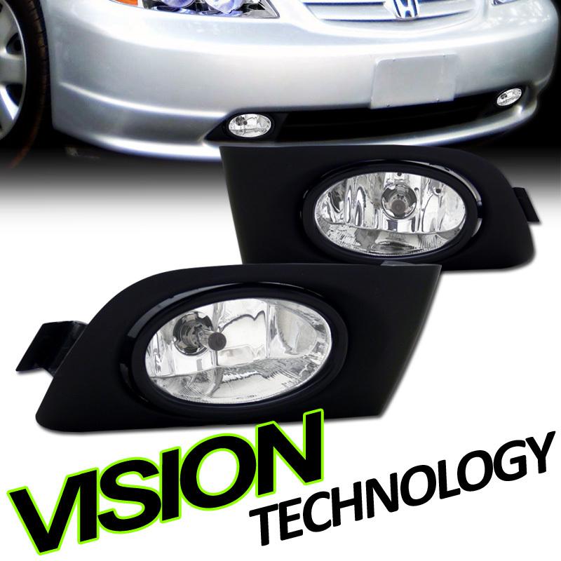Pair 01-03 civic 2dr/4dr clear lens driving/bumper fog lights lamps+switch+bulbs