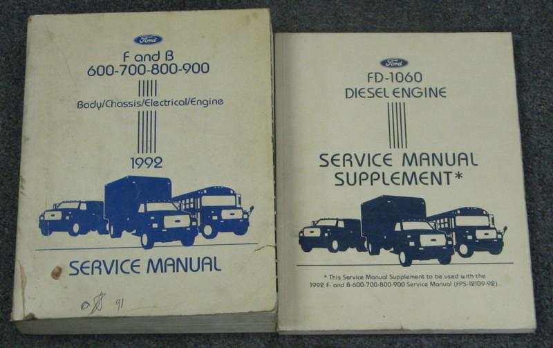 1992 ford f & b 600 700 800 900 medium heavy duty truck service manual set