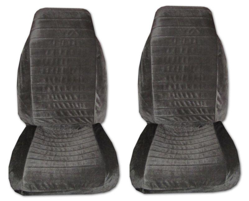 Quilted velour high back car truck seat covers charcoal #1