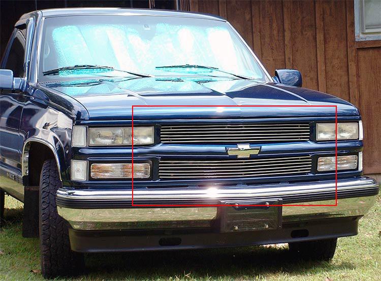 Fits 94-99 chevy c/k pickup/suburban/tahoe upper  billet grille