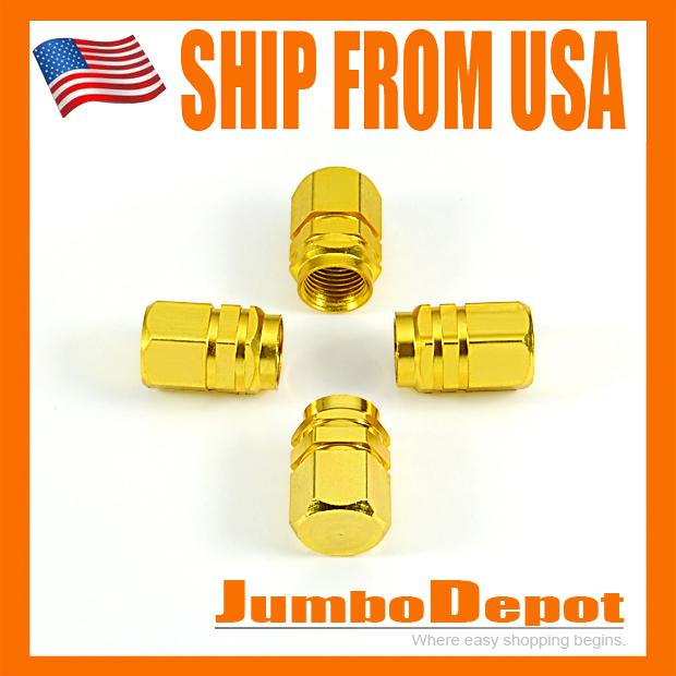 Us golden color tire rim wheel valves caps light metal for car truck motocycle