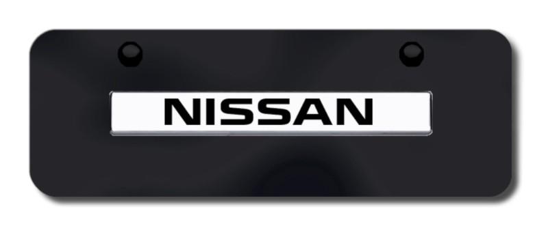 Nissan name chrome on black mini license plate made in usa genuine