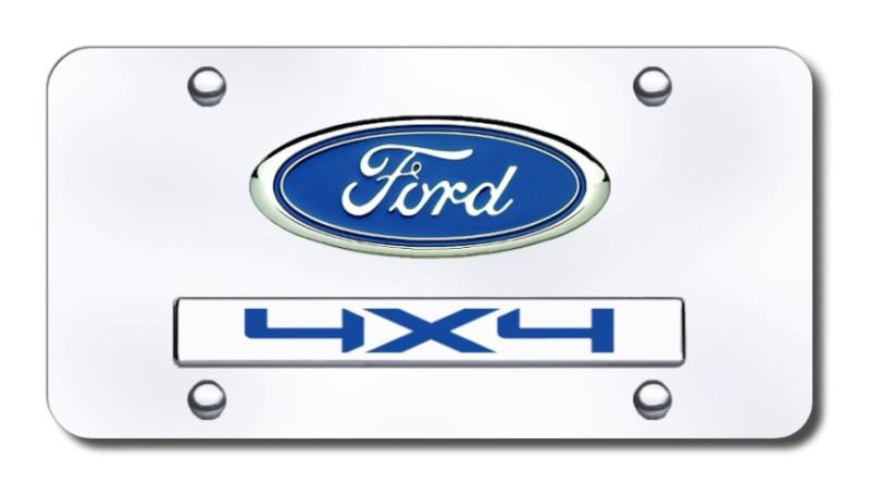 Ford dual ford/4x4 chrome on chrome license plate made in usa genuine