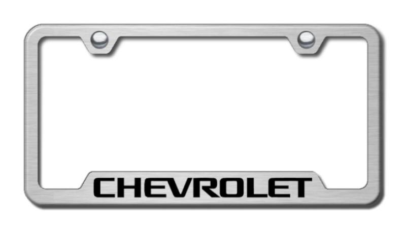 Gm chevrolet laser etched brushed stainless cut-out license plate frame made in