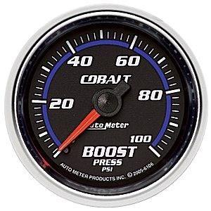 Autometer 2-1/16in. boost; 0-100 psi mech; cobalt