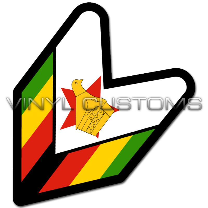 4" zimbabwean wakaba leaf flag zimbabwe decal sticker jdm a+