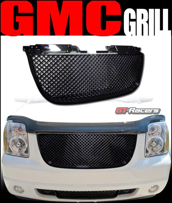 Black luxury 3d mesh front hood bumper grill grille 2007-2012 gmc yukon denali