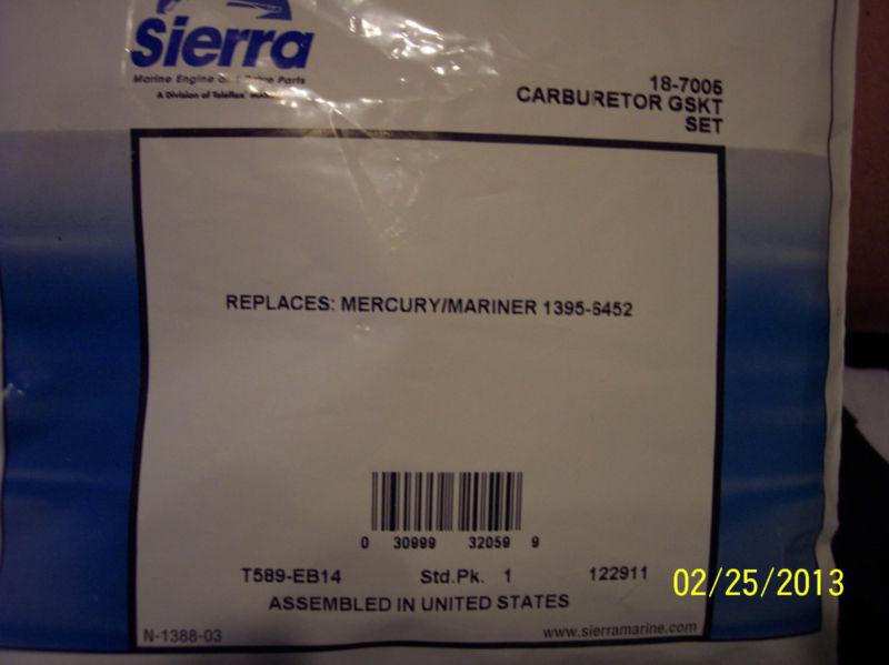 Mercury / mariner  18-7005 carburetor gasket set  1395-6452