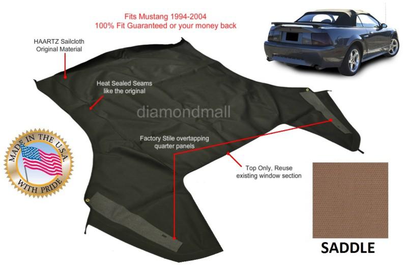 Ford mustang convertible soft top (top section only) saddle sailcloth 1994-2004