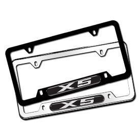 Bmw oem x5 emblem polished stainless steel license plate frames set 82120418629
