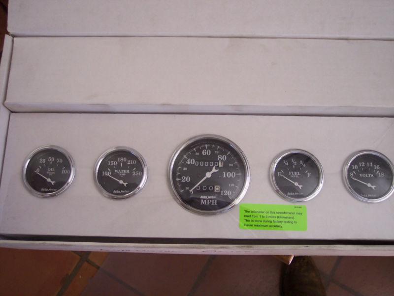 Autometer old tyme black series kit 1708 gauge set hot rod rat rod
