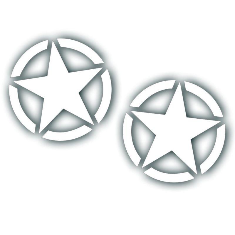 Pair star 20" hood door invasion circle decal restore us army jeep white