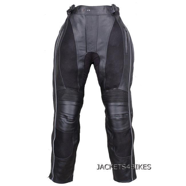 Mens motorcycle mesh leather armor pants black 36w 30i