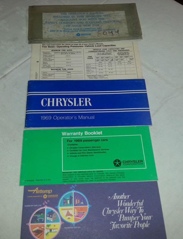 1969 chrysler factory original owners manual w sleeve and extras