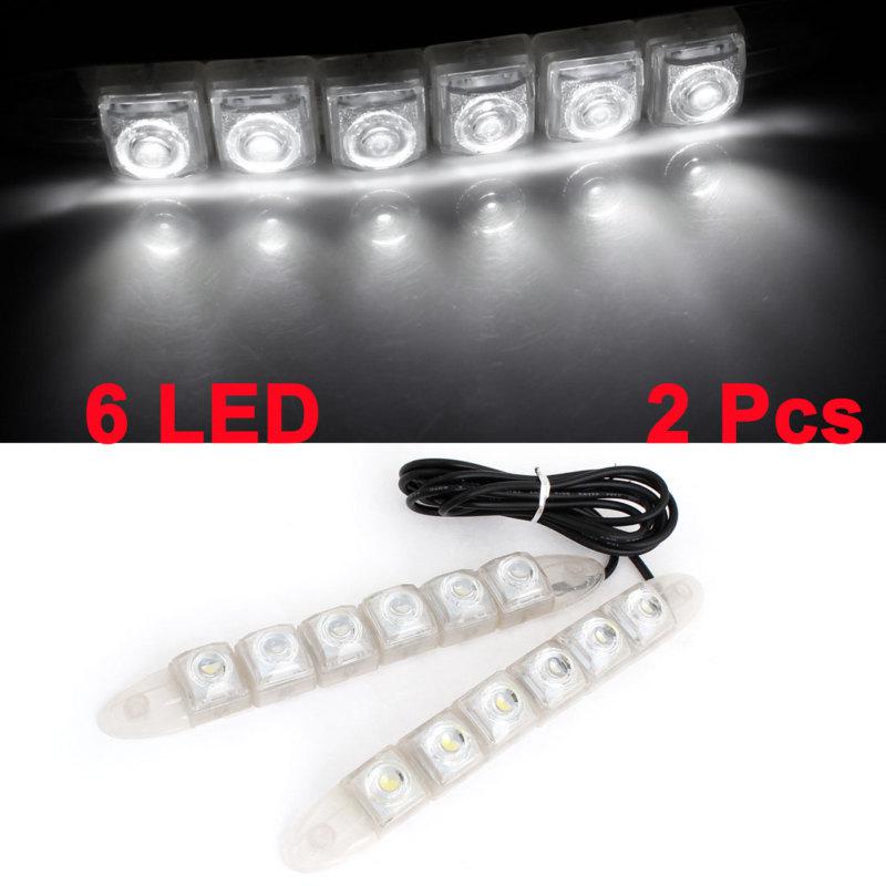 2 pcs 0.5 x 6 w white 6 led daytime running lights clear for vehicles