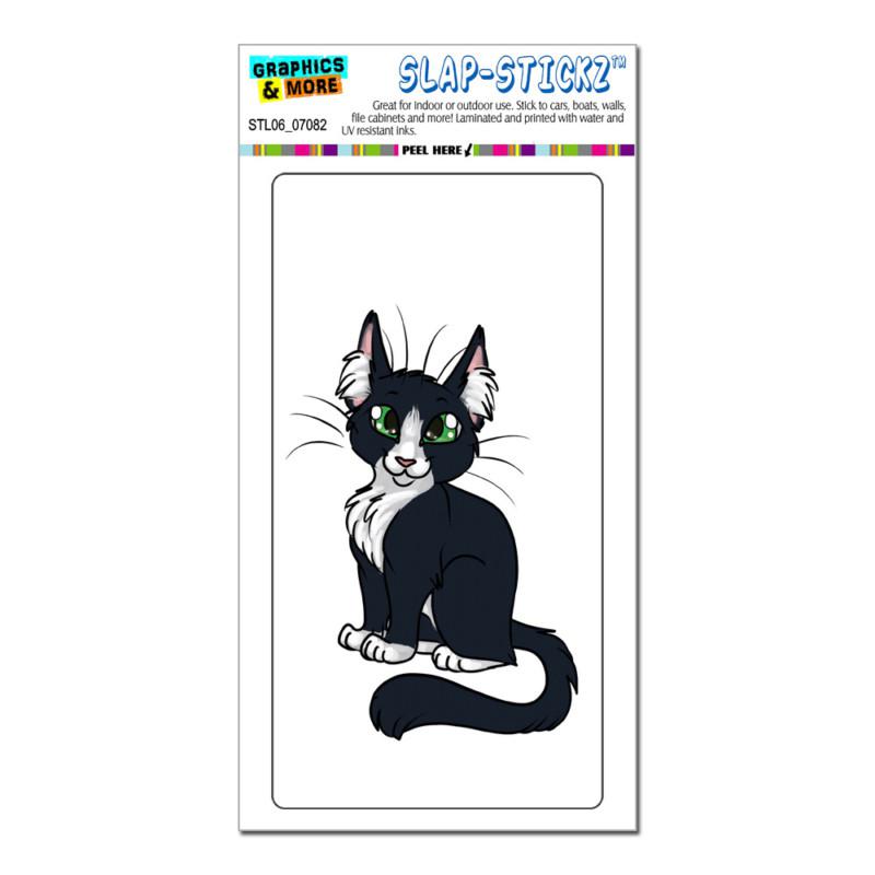 Black white cat on white - slap-stickz™ car window locker bumper sticker