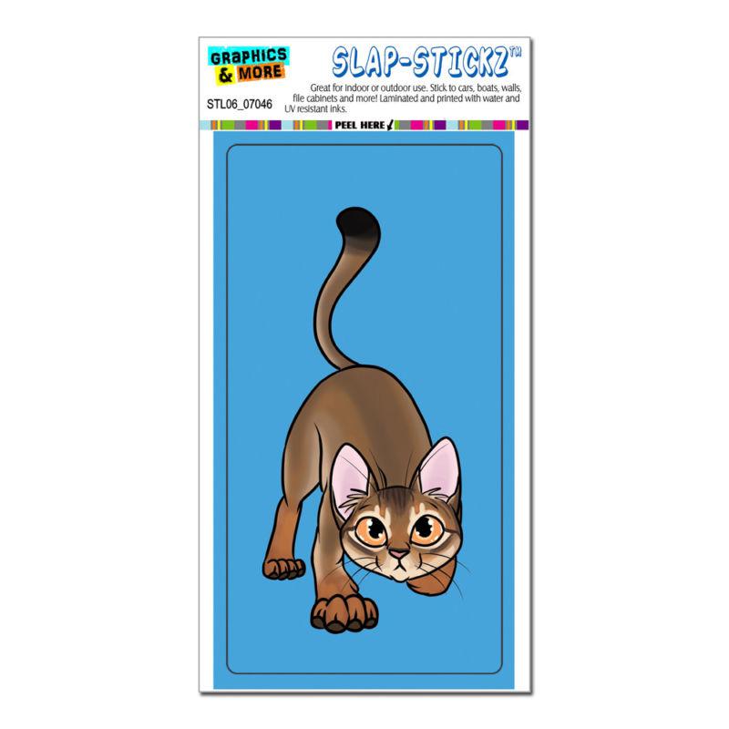 Abyssinian cat on blue - pet - slap-stickz™ car window locker bumper sticker