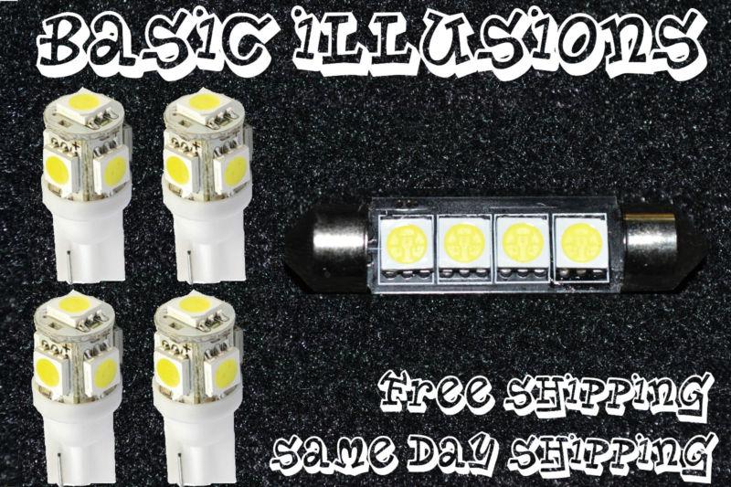 White 1x 211 4smd dome map light + 4x 194 5led license plate courtesy bulb