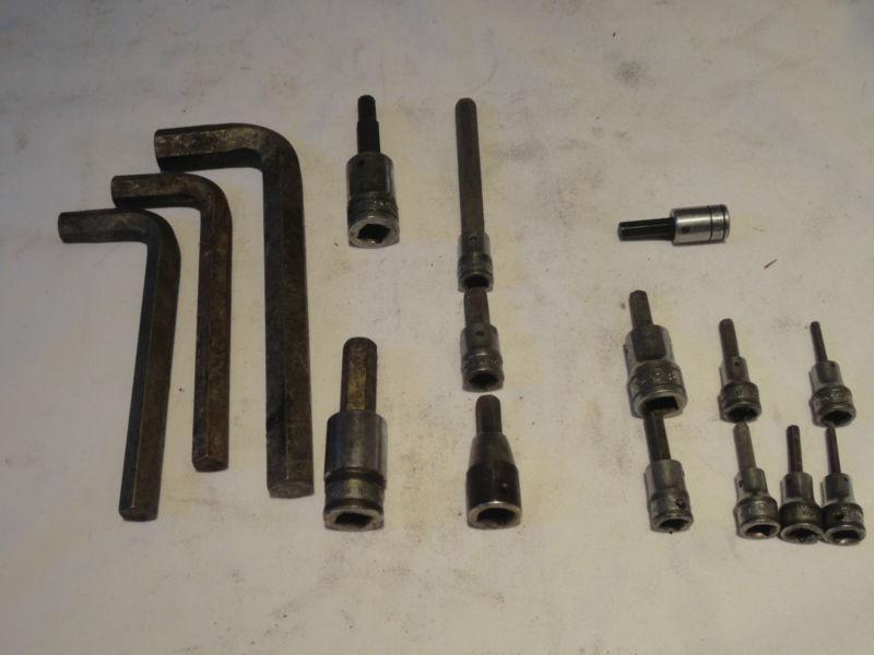 Snap-on 16 piece assorted tools standard metric allen keys, & socket wrench lot