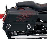 Red highwayman tattoo saddlebags with chrome supports for  honda shadow rs