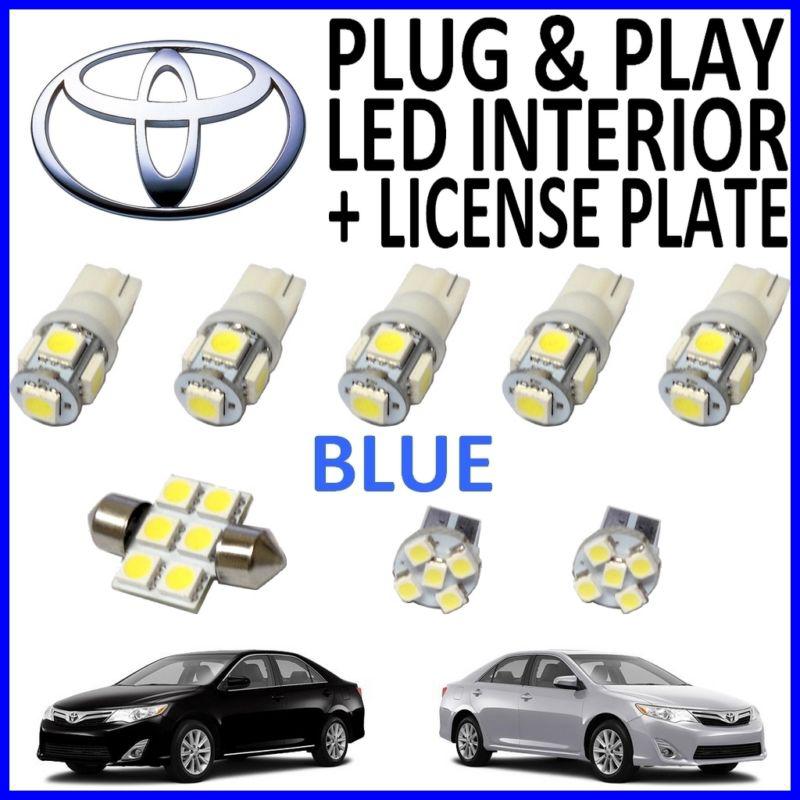 8 piece super blue led interior package kit + license plate tag lights tc5b