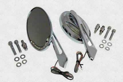 Chrome tear drop front and back led mirror set for hd bt and sportster models