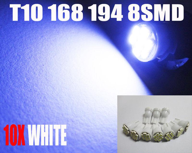 10x white t10 8-smd led wedge lights lamps 168 194 w5w 2525 2652 2921 t15 #hf10