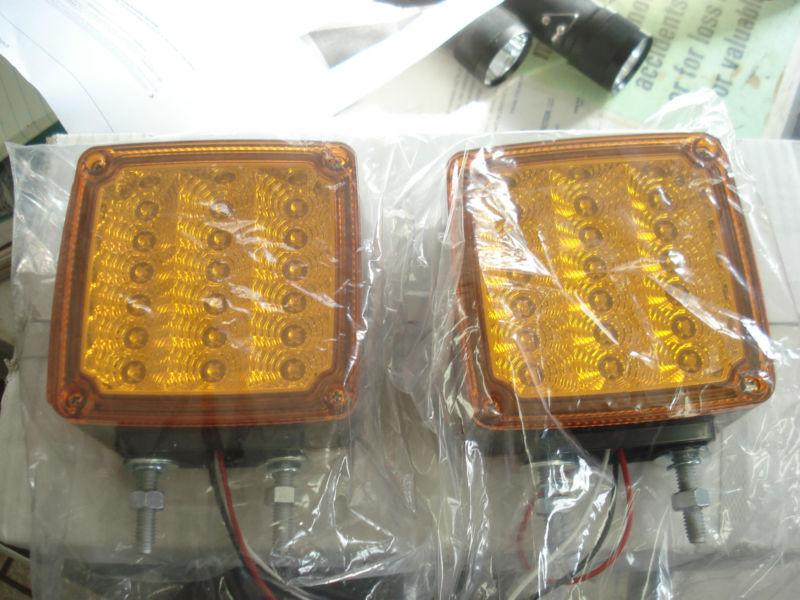 5" led turn signals (2), 3 way, bus, semi, amber/ red, 3 wire, new, w/mount hdw 