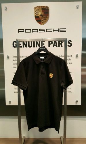 Porche crest polo, men&#039;s, black, medium, porsche driver&#039;s selection