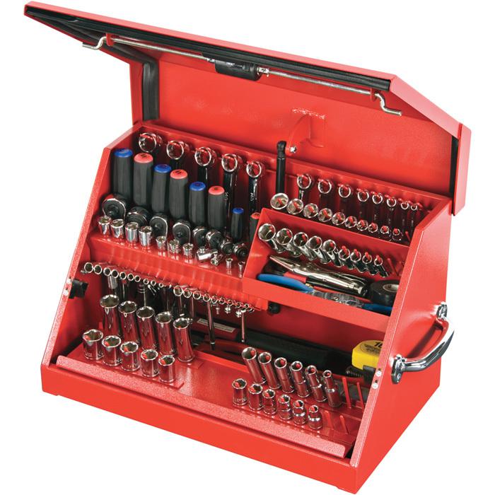 Montezuma steel open top tool truck box- red 22 1/2inw x 13ind x 14 1/8inh