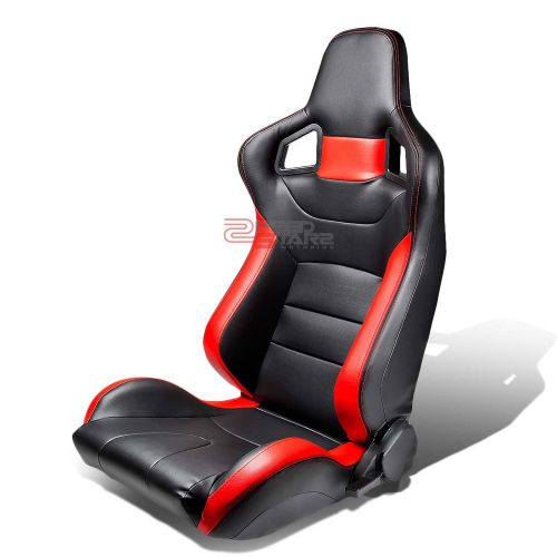 Pvc leather high-head red sports style racing seats+universal slider driver side