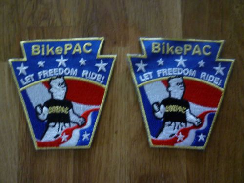 Bikepac motorcycle / biker patches set of 2 (let freedom ride) iron or sew on